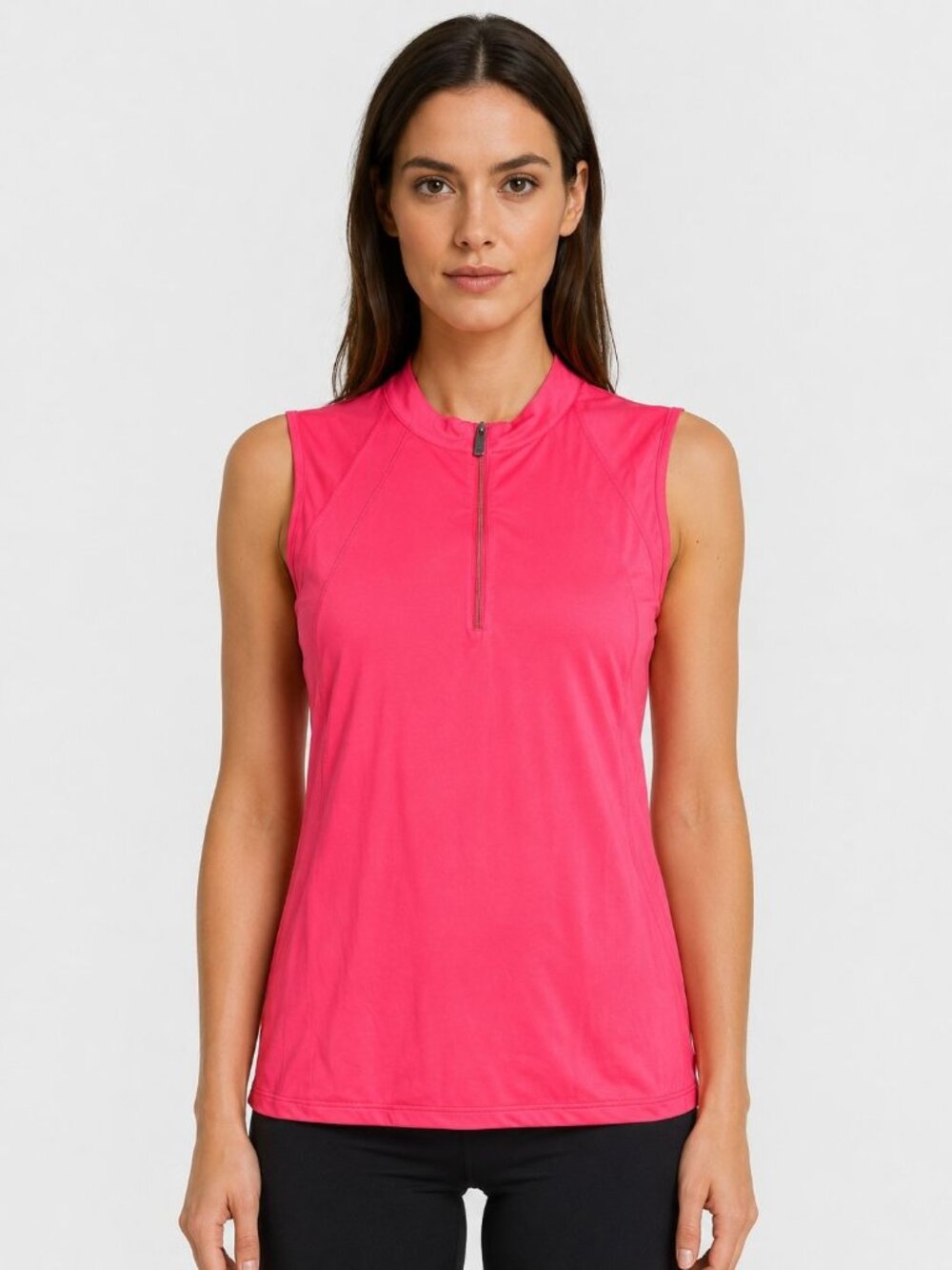 Tail Women's Golf Shirt Large Pink 1/4 Zip Sleeveless Performance Top